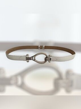 White Leather Hook And Eye Women's Boho Belt | Silver Accent